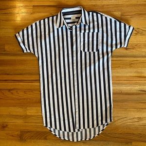 A New Day Missy Women's Short Sleeve Shirtdress  Navy Blue Striped Size XS